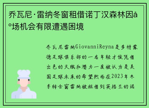 乔瓦尼·雷纳冬窗租借诺丁汉森林因出场机会有限遭遇困境